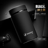 卡西菲kaxifei保温杯304不锈钢男女便携商务简约随手杯办公车载直身杯泡茶杯 黑色【普通款】 380ml