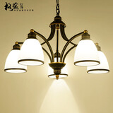 格蕴美式吊灯客厅灯现代简约大气卧室餐厅灯北欧铁艺欧式家用灯饰灯具 5头朝下 (黑描金)*全光谱护眼
