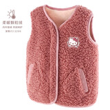 Hello Kitty女童马甲儿童秋冬背心保暖宝宝外穿加绒内穿春坎肩洋气马夹 深粉 513299 130 cm 参考身高125-135