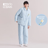 红豆（Hodo）女士珊瑚绒夹棉睡衣三层加厚保暖冬季抗静电少女可外穿家居服套装 盐系蓝 L (165)