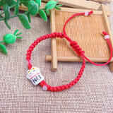 戎夏金榜题名猫手工编织红绳手链女高考必胜幸运男生手绳祝福礼物 转运珠陶瓷猫