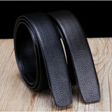 男士无头皮带条自动扣腰带皮带身 男款无扣头纯带身不带头 宽3.5cm包边黑色 120cm