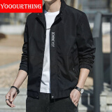 YOOOURTHING男士休闲夹克青年时尚休闲连帽外套男城市轻户外春秋冬加绒夹克男 XZ1210-1938-立领黑色 2XL 【建议120-150斤】