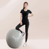 瑜伽少女瑜伽服女夏薄款高级感专业跑步运动套装速干时尚仙气健身服 黑色短袖+黑色长裤 XL (125-140斤)