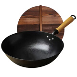 夏老大铸铁炒锅陆川平底生铁锅无涂层不易生锈煤气灶电磁炉通用炒菜锅34