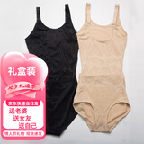 KJ【2件装】塑身衣连体产后束腰收腹塑身束身衣身材管理器塑形内衣 黑色+肤色（三角后脱款） M （建议120斤-140斤）