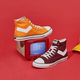 PONY\/波尼男女款高帮帆布鞋Shooter休闲时尚情侣款硫化鞋92W1SH08 酒红（男） 41