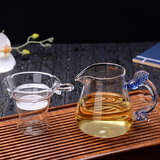 76台湾76玻璃公道杯带茶漏套装家用加厚透明分茶器茶海功夫茶具配件 变色把泰山公杯320ml套组