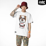 LIGHTNING BEAR 原创潮牌小熊人短袖T恤男春夏新款白色圆领印花短袖男女同款 白色 S