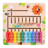熠奇（YIQI）木制四色游戏 走位儿童早教磁性控笔颜色分类板数字运算玩具 彩色手移计算架
