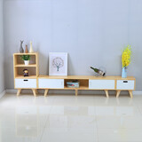 家之韵 实木松木电视柜茶几组合套装现代简约原木北欧客厅小户型卧室 1.8米三件套清漆白门