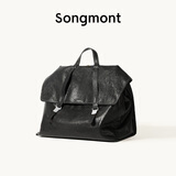 Songmont山下有松【张婧仪同款】山行系列游历公文包复古皮双肩包男包礼物 烟墨黑大号（白钢五金）预售17天