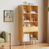 舒歌 实木书架书柜落地 现代简约易客厅书房多层储物收纳柜置物架 【新款】温雅原木色 中书柜