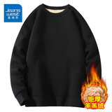 真维斯（Jeanswest） 冬季加绒加厚卫衣男士外套宽松简约大码青少年国潮圆领套头上衣 黑#ZS纯色 L 【钜厚羊羔绒 一件可过冬】