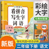 小学二年级下册看拼音写词语练字帖生字注音语文课本同步专项训练 习字本写字练习册彩绘版