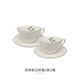 WEDGWOOD威基伍德欢愉假日树莓浮雕陶瓷咖啡茶杯碟套装 新年礼物送礼 树莓两杯两碟