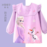 迪士尼儿童灯芯绒罩衣女童防水防脏罩衫外穿吃饭画画衣秋冬季反穿衣爱莎 灯芯绒防水款  冰雪紫色 L码/参考身高120-135cm