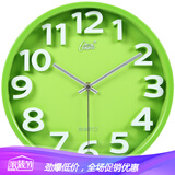 康巴丝（compas）12英寸3D立体字方形静音石英挂钟客厅时尚创意挂表卧室简约 2947绿色