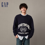 Gap男女春秋时尚LOGO学院风针织衫美式宽松微弹情侣毛衣842158 海军蓝 S (165/88A)亚洲尺码