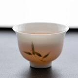 陶艺公社 茶杯 手绘德化薄胎白瓷功夫茶具家用办公个人闻香喝茶单杯品茗杯 青竹款-60ml