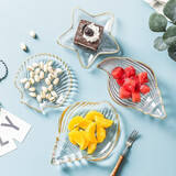 博为 金边玻璃餐具创意海螺贝壳盘子家用透明水果沙拉盘小菜碟甜品盘 四件套