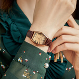 聚利时邢菲同款复古休闲皮带小众酒桶手表女士学生考试石英情侣表JA-703 小酒桶咖色女款【原装针扣】 +原装礼盒+镜子+电子2