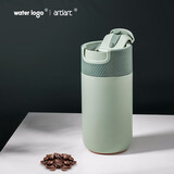 water logo斑马咖啡杯创意不倒杯带盖便携杯子学生款水杯带盖水杯 artiart 绿色