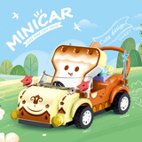 哲高街景小吃车美食汉堡车模型少女心拼装玩具摆件送女孩女生生日礼物 面包小车【140颗粒】