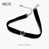 MGS曼古银王妃黑玛瑙项圈女轻奢颈带暗黑choker首饰送女友礼物 王妃