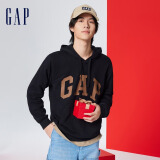 Gap男女装春秋LOGO美式复古连帽法式圈织软卫衣892186 黑色 165/84A(XS)亚洲尺码