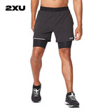 2XU Aero系列短裤 休闲跑步运动压缩裤男二合一五分裤吸汗速干健身裤 黑色 S