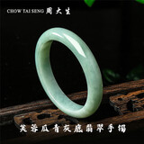 周大生【新年礼物】翡翠手镯芙蓉种瓜青灰底平安镯玉镯女款送女友 58mm