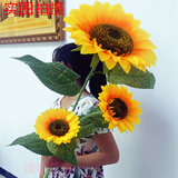润蕾仿真向日葵太阳花假花绢花干花客厅卧室落地摆放花室内装饰花 大号3头1.3米高