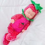 快乐音符智能仿真娃娃玩具婴儿毛绒娃娃安抚陪睡洋娃娃女孩宝宝儿童玩具 JQ001-4 草莓款 动眼版35厘米+72首歌+说话