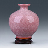 loyo景德镇复古开片花瓶陶瓷瓷器插花中式家居客厅电视柜桌面装饰摆件 花釉-石榴瓶红色-不建议装水