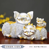 奇雅莱麋鹿摆件创意家居客厅装饰酒柜电视柜玄关办公室欧式乔迁结婚礼物 玫瑰福猪-银色