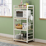 毓博厨房落地置物架多层家用收纳置物架调料架子多功能储物架 四层/白架浅胡桃层板，无柜门 长60cm