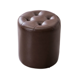 孜度 皮凳子沙发凳客厅换鞋凳欧式皮墩沙发凳客厅矮凳家用换鞋凳圆凳 咖啡色小号圆凳（32*32*35cm）