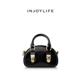 INJOYLIFE锁扣馒头包黑金千金风高级感复古单肩斜挎包小手提包贝壳包 黑色