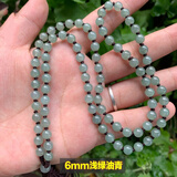 俏玉石天然缅甸翡翠A货项链绳挂脖玉石链子男士翡翠挂绳子吊坠挂绳玉坠 约6mm浅色油青