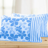 沐凡 枕巾 纯棉加厚 一对2条装四季柔软透气全棉卡通情侣单人枕头巾 五瓣花蓝色一对 75cm*50cm