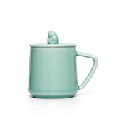 苏客【支持个人/企业/团体定制】龙泉青瓷茶杯陶瓷带盖办公杯老板杯会议室水杯泡茶杯子大容量马克杯礼盒装 敛翼待时-约290ml