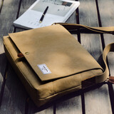 新潮代单肩包男帆布大容量斜挎包休闲潮流学生书包通勤男士邮差包托特包 卡其色大号【可放A4/14寸电脑】