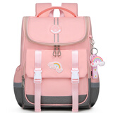 Edison小学生书包女减负护脊防泼水防下坠大容量反光儿童背包2210-1粉色