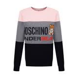 莫斯奇诺（MOSCHINO）女士拼色小熊系列棉质套头卫衣 Z A1730 9001 粉灰黑拼色 S