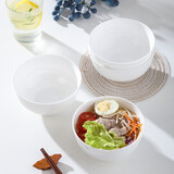 Remec金禹瑞美骨瓷纯白花语5英寸高脚饭碗4个装 陶瓷碗 碗