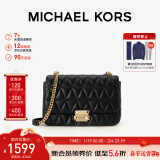 MICHAEL KORS新年礼物MK女包SLOAN小香风单肩斜挎包链条包腋下包大号黑色/金色