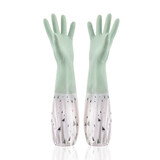 涤太太长款 耐用乳胶家务手套厨房刷洗碗洗衣服胶皮清洁手套防水 绿色【夏款长】 L