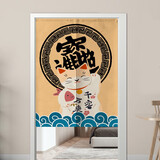 漫天星（mtanx） 日式门帘卫生间卧室客厅隔断帘山水帘窗帘棉麻布艺招财猫系列 进宝福猫 85宽*150cm高