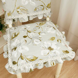 天使雅儿花边椅垫椅套餐椅子垫坐垫可拆洗餐桌套装美式布艺四季可用  淡雅花开 椅垫 单买椅垫43*43cm(丝棉芯)一个